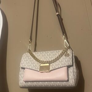 Michael Kors Beige and Light Pink Crossbody Bag